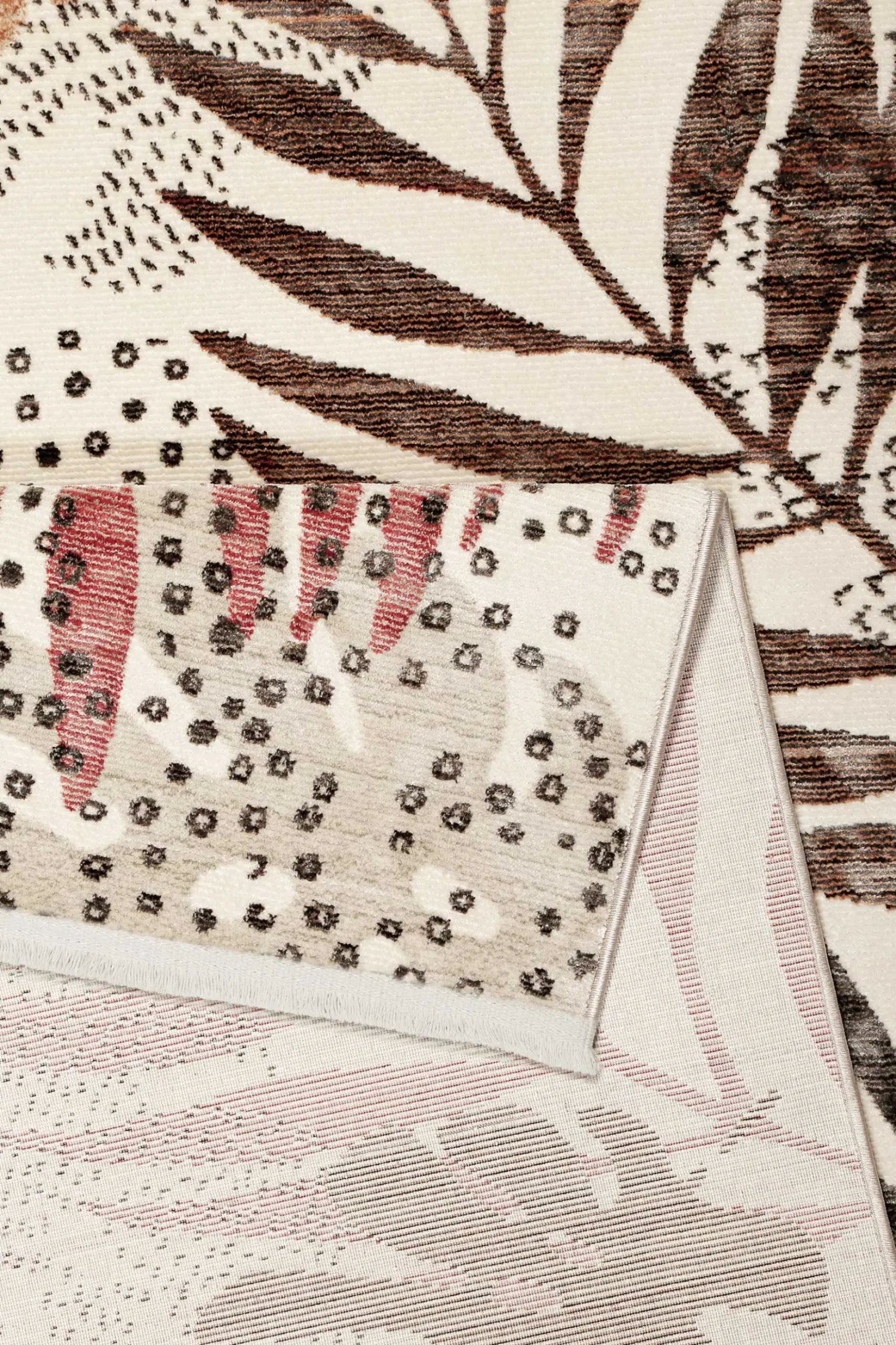 Esprit Teppich beige braun rot Kurzflor "Florence"