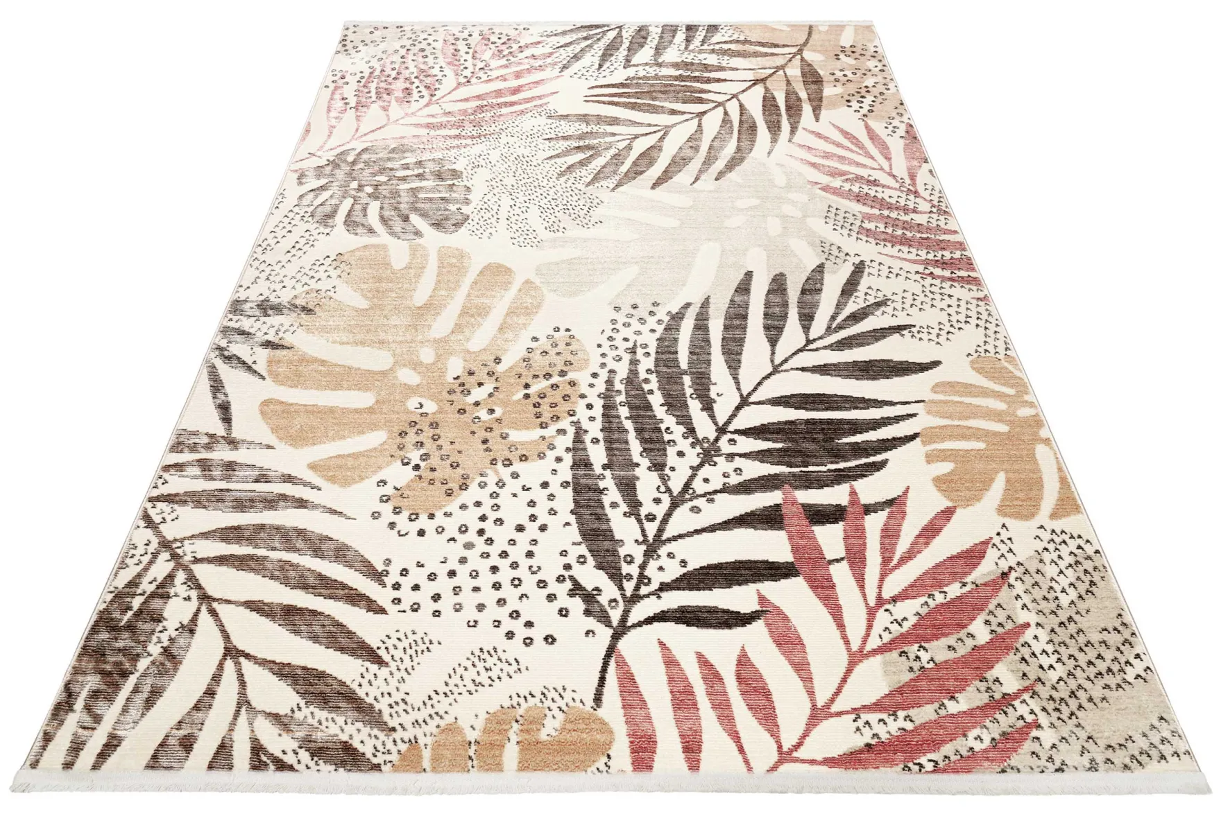 Esprit Teppich beige braun rot Kurzflor "Florence"