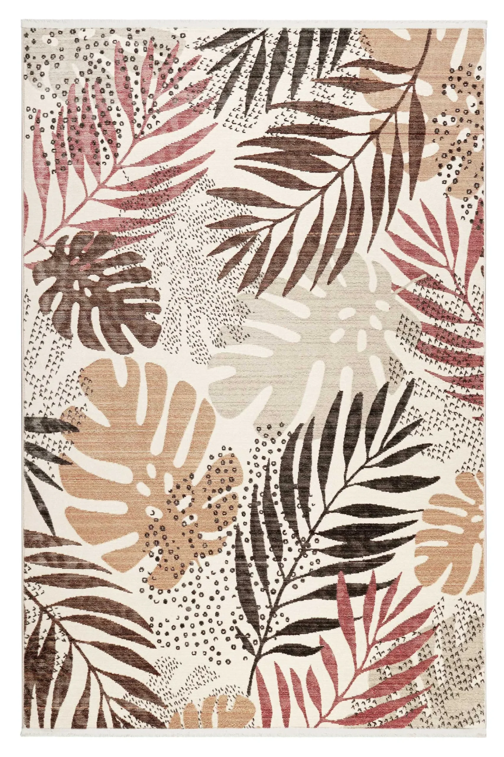Esprit Teppich beige braun rot Kurzflor "Florence"