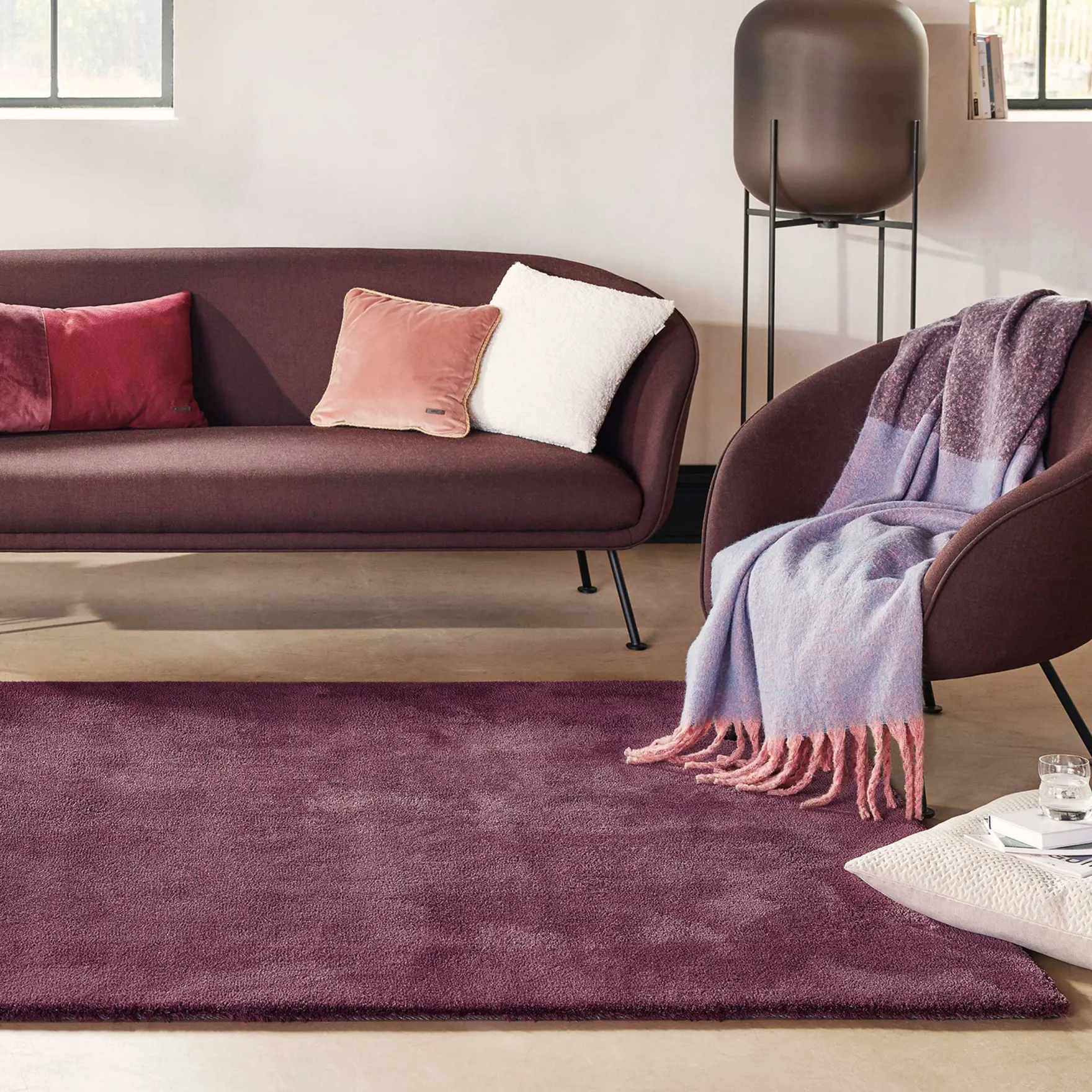 Esprit Teppich Bordeaux Hochflor "Loft"