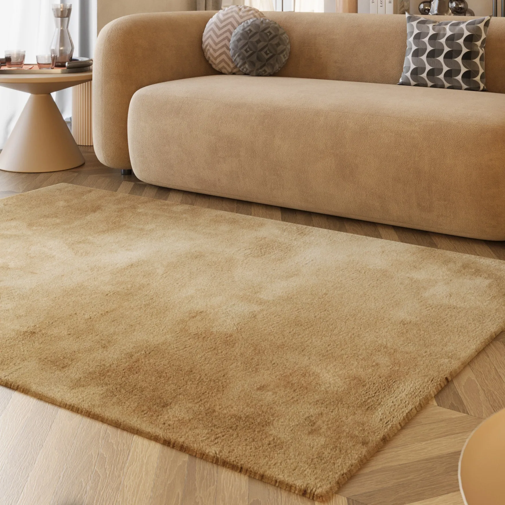 Esprit Teppich Caramel Beige und sehr flauschig Hochflor "Alice"