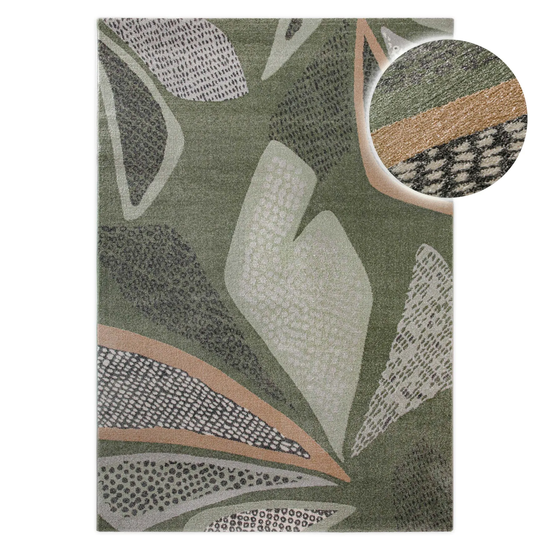 Esprit Teppich Grün Grau Kurzflor "Hazel"