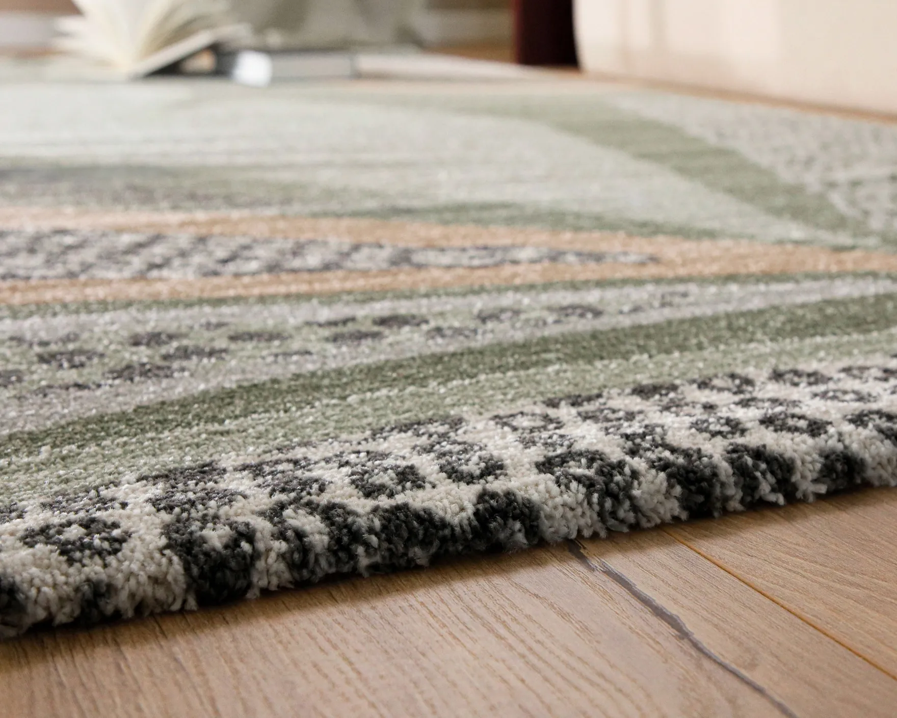 Esprit Teppich Grün Grau Kurzflor "Hazel"