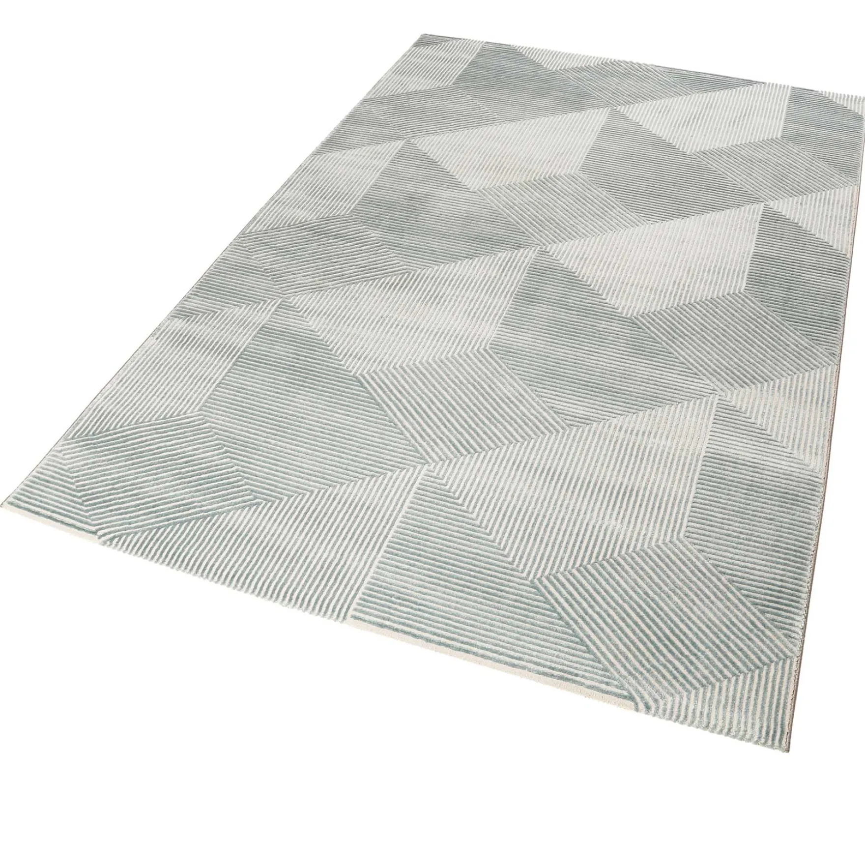 Esprit Teppich Grün Grau Kurzflor "Velvet Groove"