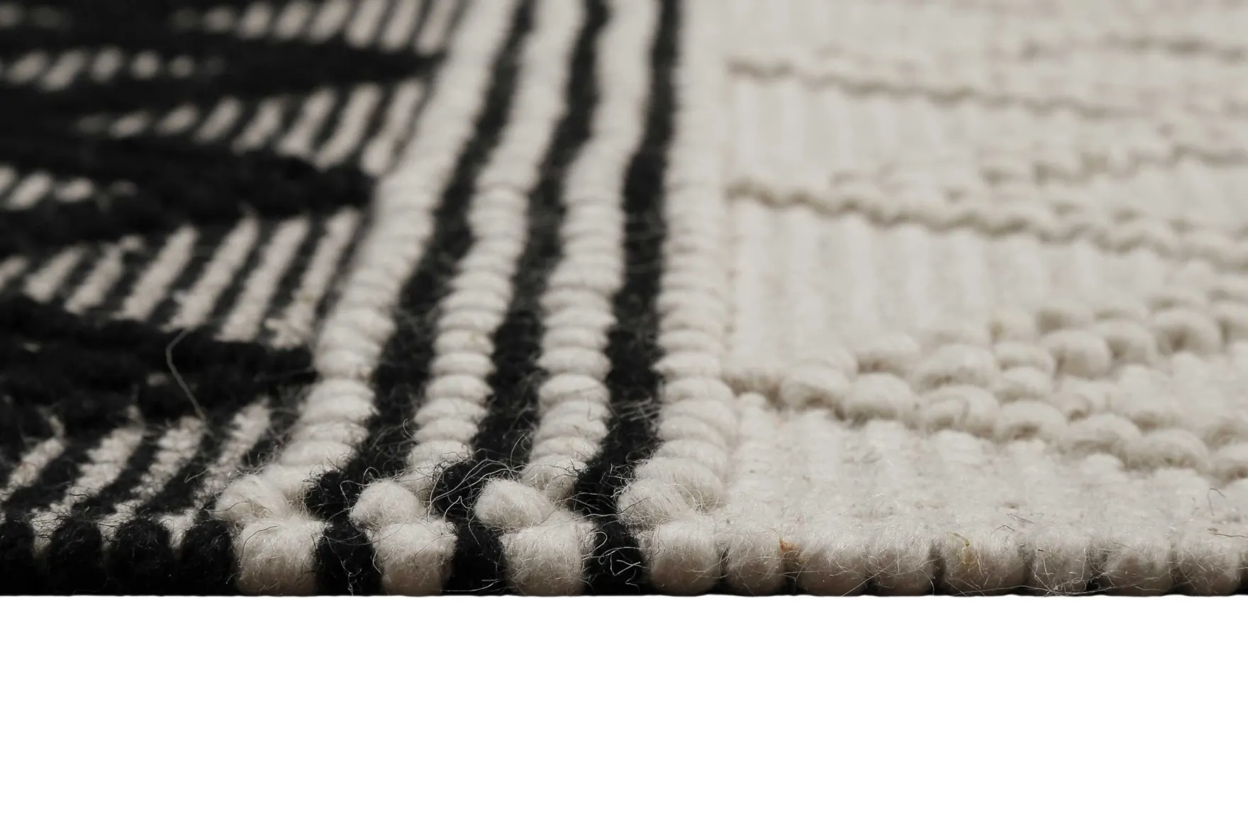 Esprit Teppich handgewebt Weiß Schwarz aus Wolle "Cara"