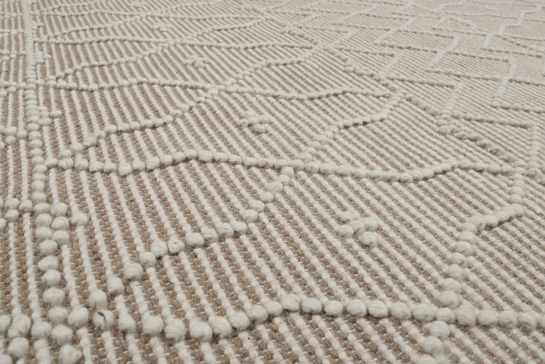 Esprit Teppich handgewebt Weiß Beige aus Wolle "Ana"