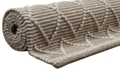 Esprit Teppich handgewebt Weiß Beige aus Wolle