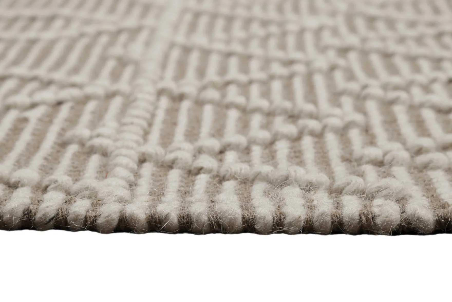 Esprit Teppich handgewebt Weiß Beige aus Wolle "Ana"