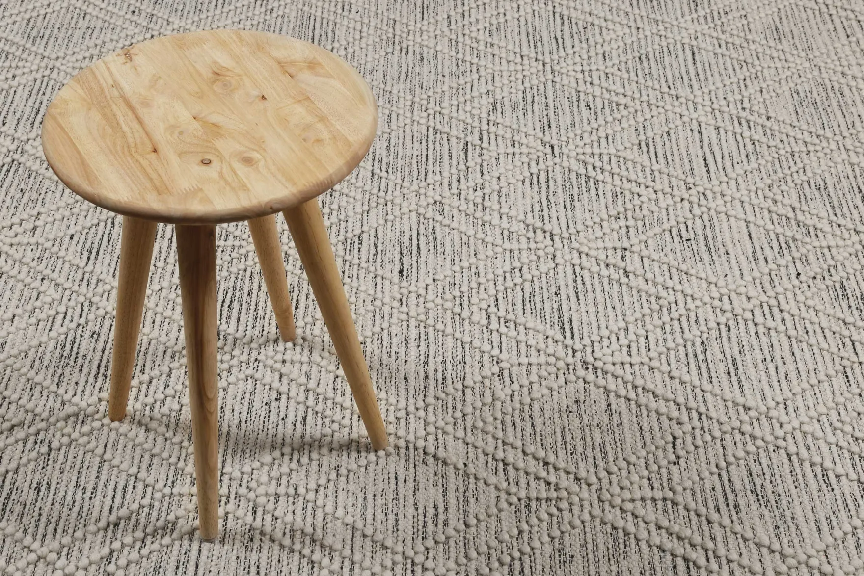 Esprit Teppich handgewebt Weiß Hellgrau aus Wolle "Ivy"