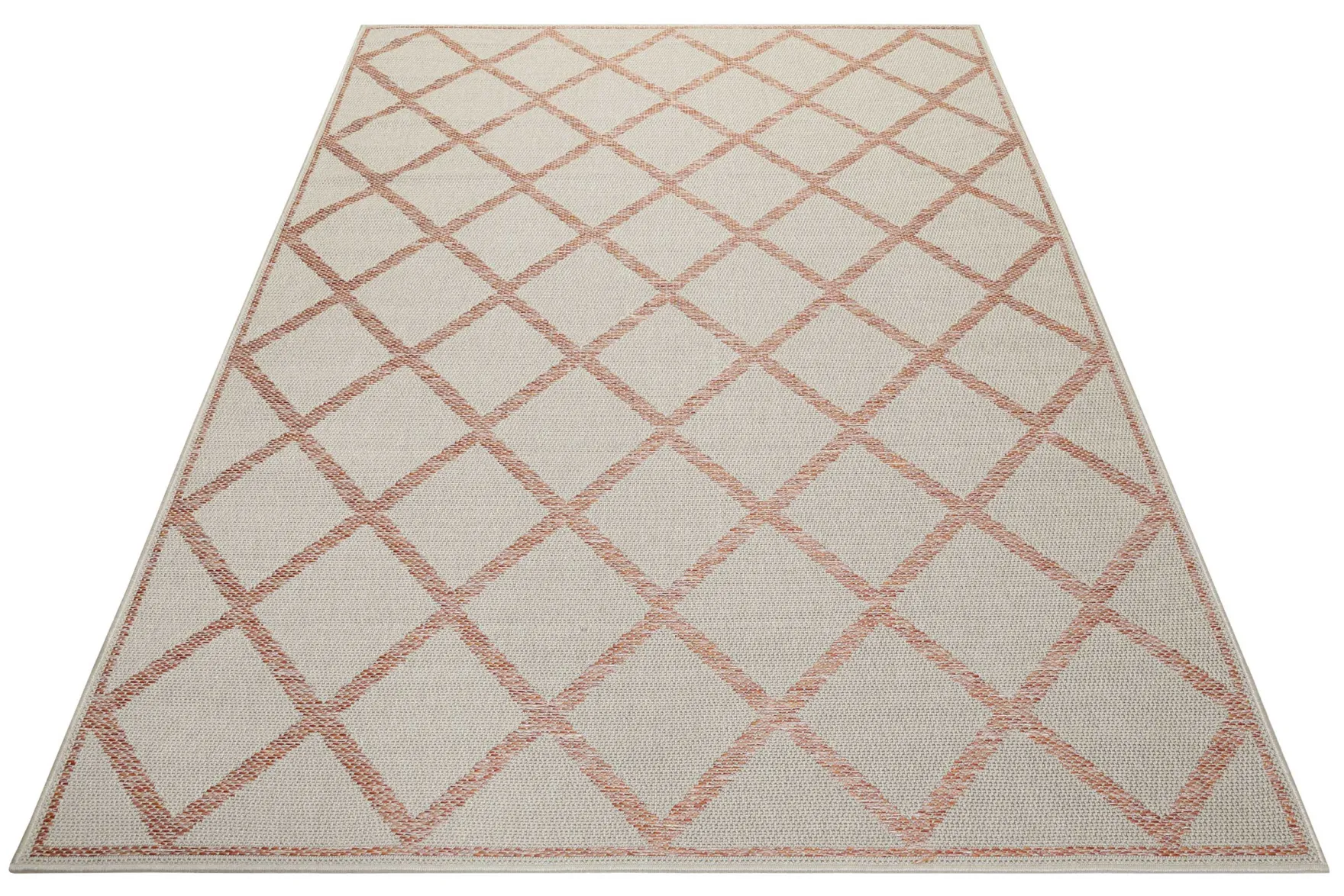 Esprit Teppich In & Outdoor Beige Orange Rot "Rhomb"