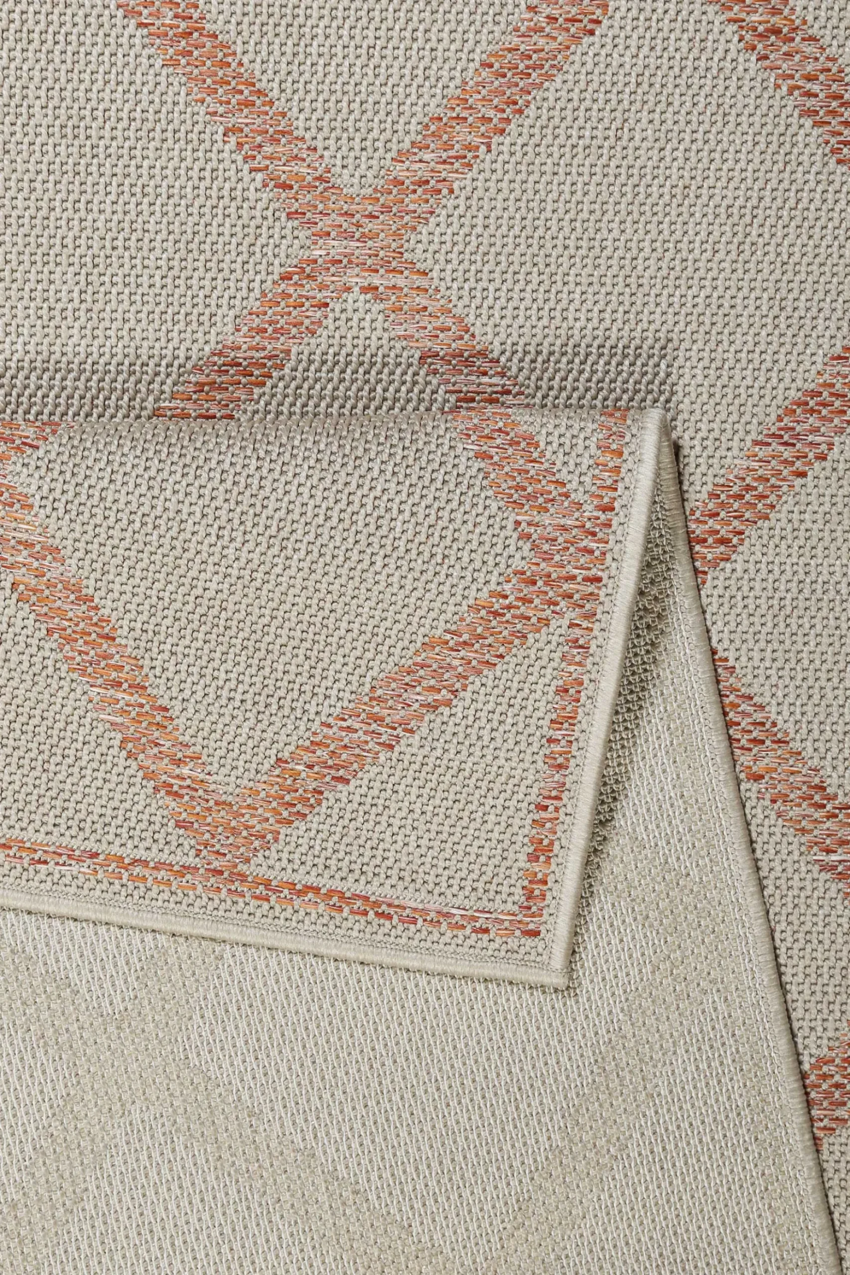 Esprit Teppich In & Outdoor Beige Orange Rot "Rhomb"
