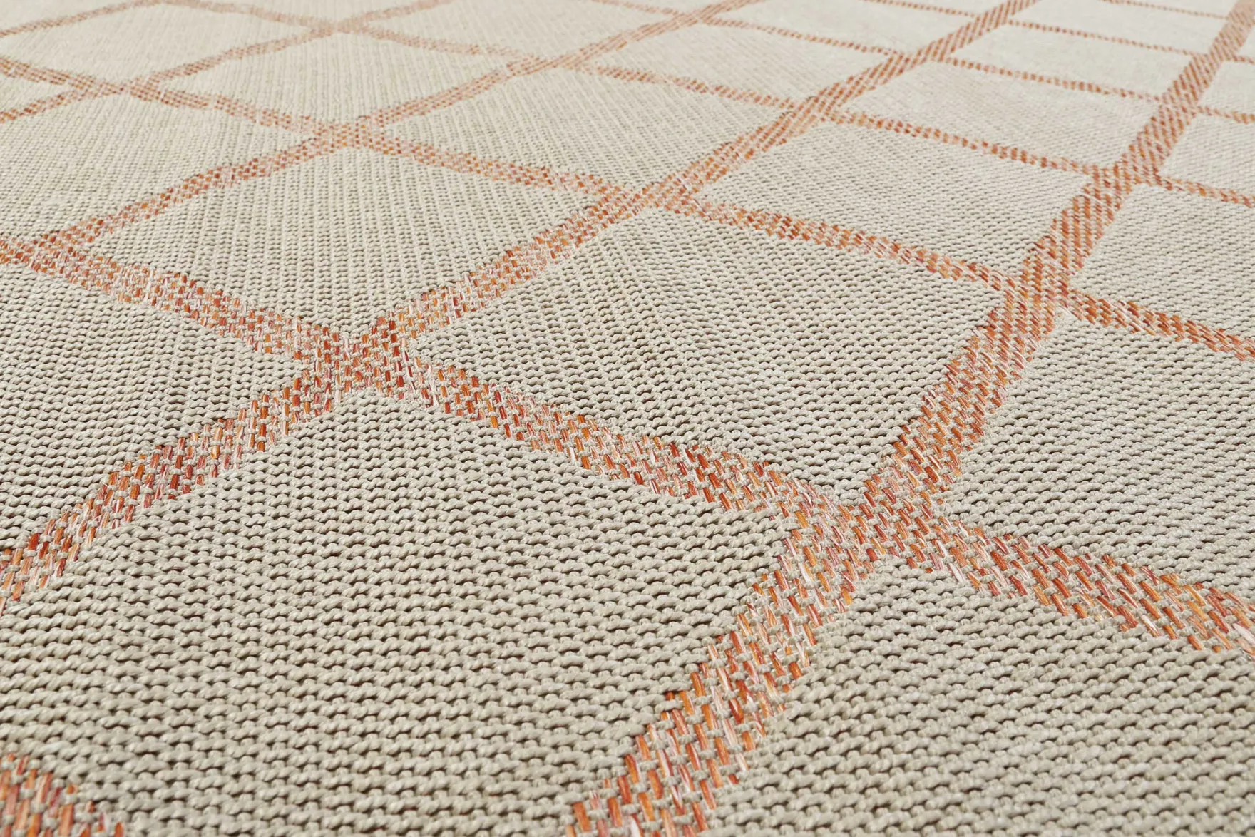 Esprit Teppich In & Outdoor Beige Orange Rot "Rhomb"