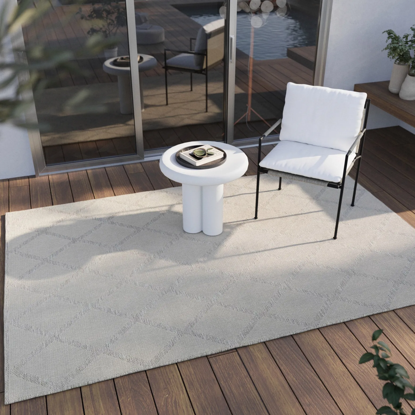 Esprit Teppich In & Outdoor Beige Grau "Rhomb"
