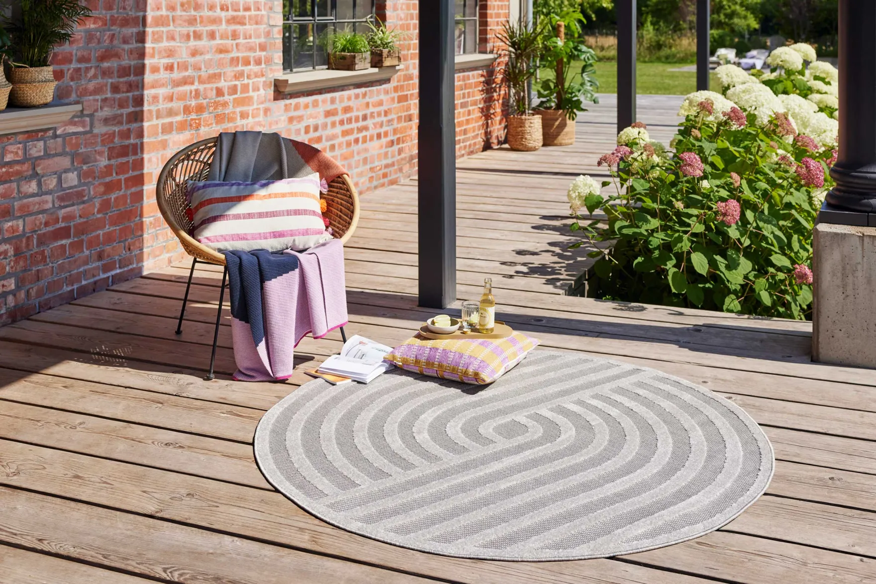 Esprit Teppich In- und Outdoor Rund Grau Silber "Spirit"