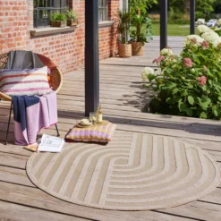 Esprit Teppich In- und Outdoor Rund Beige Sand