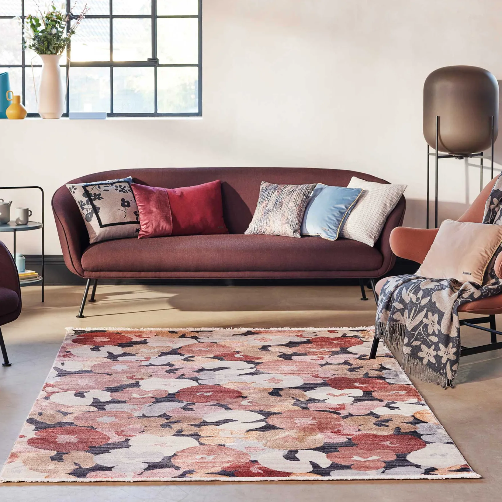 Esprit Teppich Rot Terracotta Sand Beige Grau "Agneta"