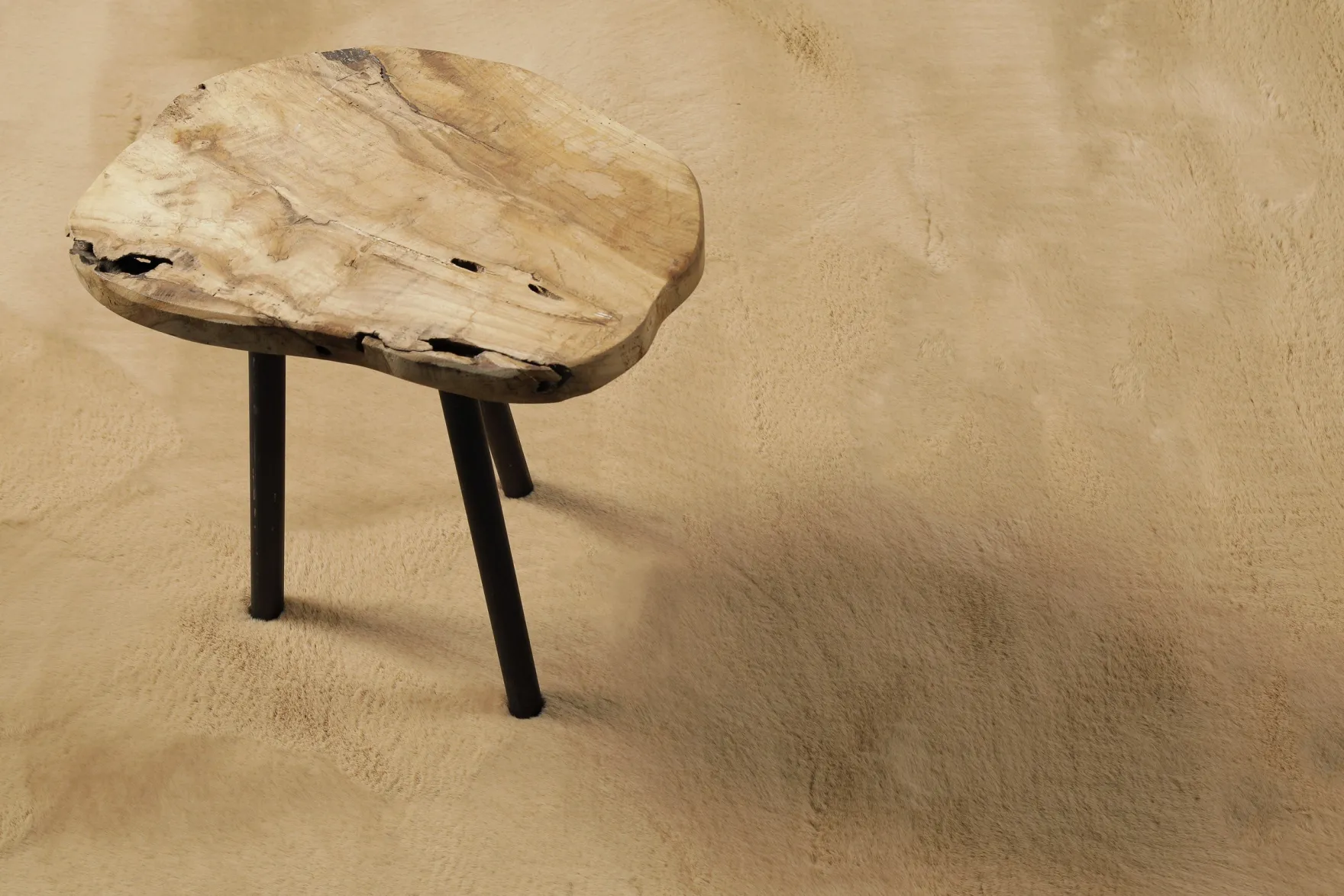 Esprit Teppich Rund Caramel Beige und sehr flauschig Hochflor "Alice"