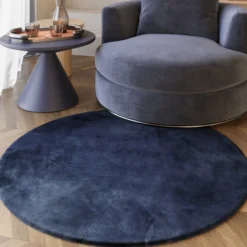 Esprit Teppich Rund Dunkelblau und sehr flauschig Hochflor 
