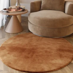 Esprit Teppich Rund Kupfer Rot und sehr flauschig Hochflor