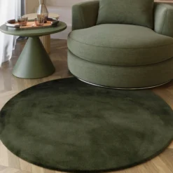 Esprit Teppich Rund Oliv Grün und sehr flauschig Hochflor