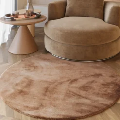 Esprit Teppich Rund Puder Rosa und sehr flauschig Hochflor
