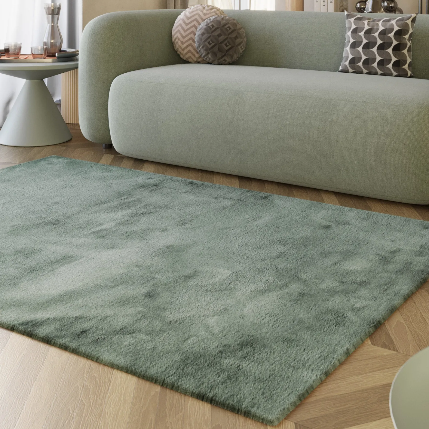 Esprit Teppich Salbei Grün und sehr flauschig Hochflor "Alice"