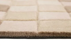 Esprit Wollteppich kariert Beige Braun