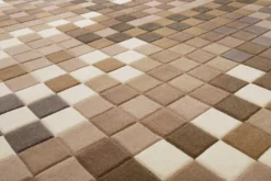 Esprit Wollteppich kariert Beige Braun