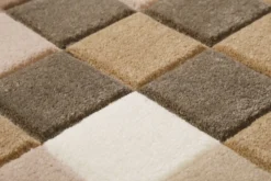 Esprit Wollteppich kariert Beige Braun