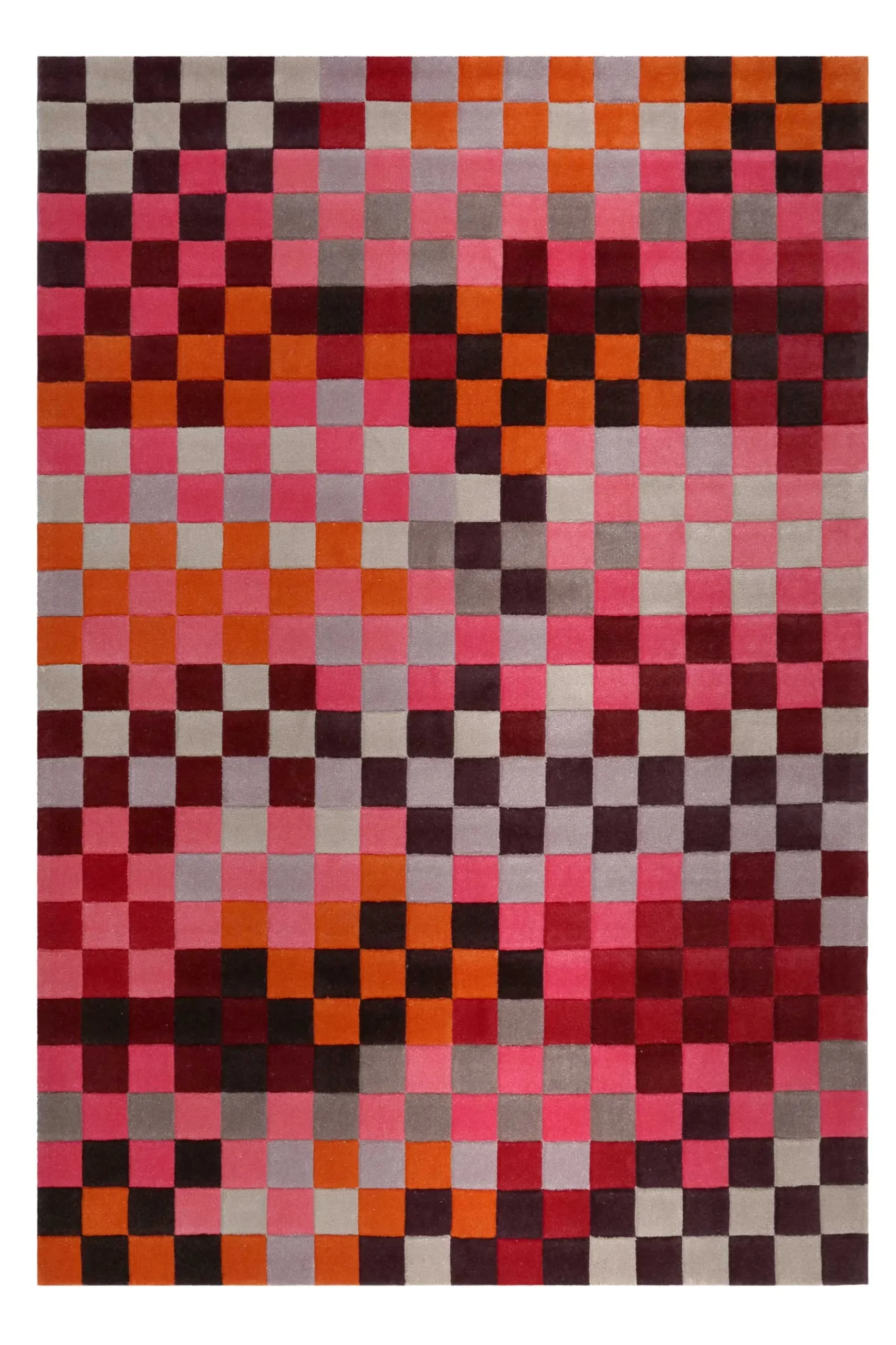 Esprit Wollteppich kariert Rot Pink Bunt "Pixel"