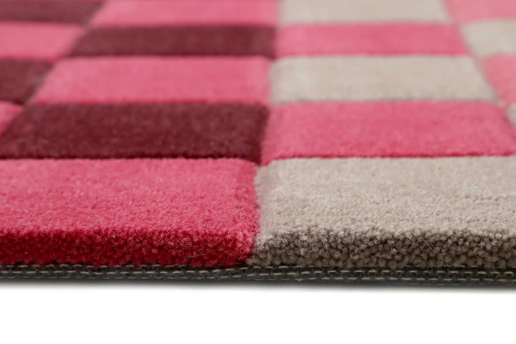 Esprit Wollteppich kariert Rot Pink Bunt "Pixel"
