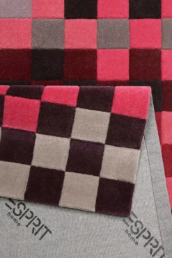 Esprit Wollteppich kariert Rot Pink Bunt