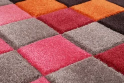 Esprit Wollteppich kariert Rot Pink Bunt