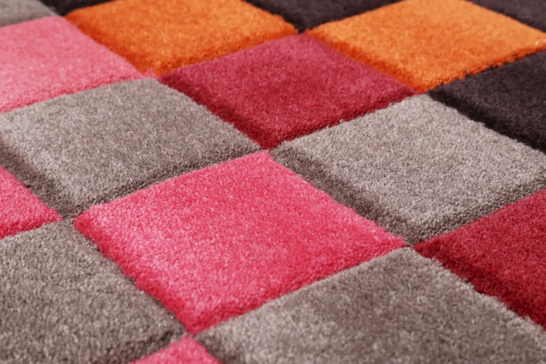 Esprit Wollteppich kariert Rot Pink Bunt "Pixel"