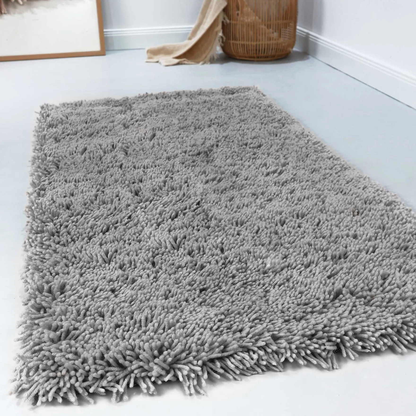 Esprit Wollteppich Shaggy Hellgrau Hochflor "Seattle Shag"