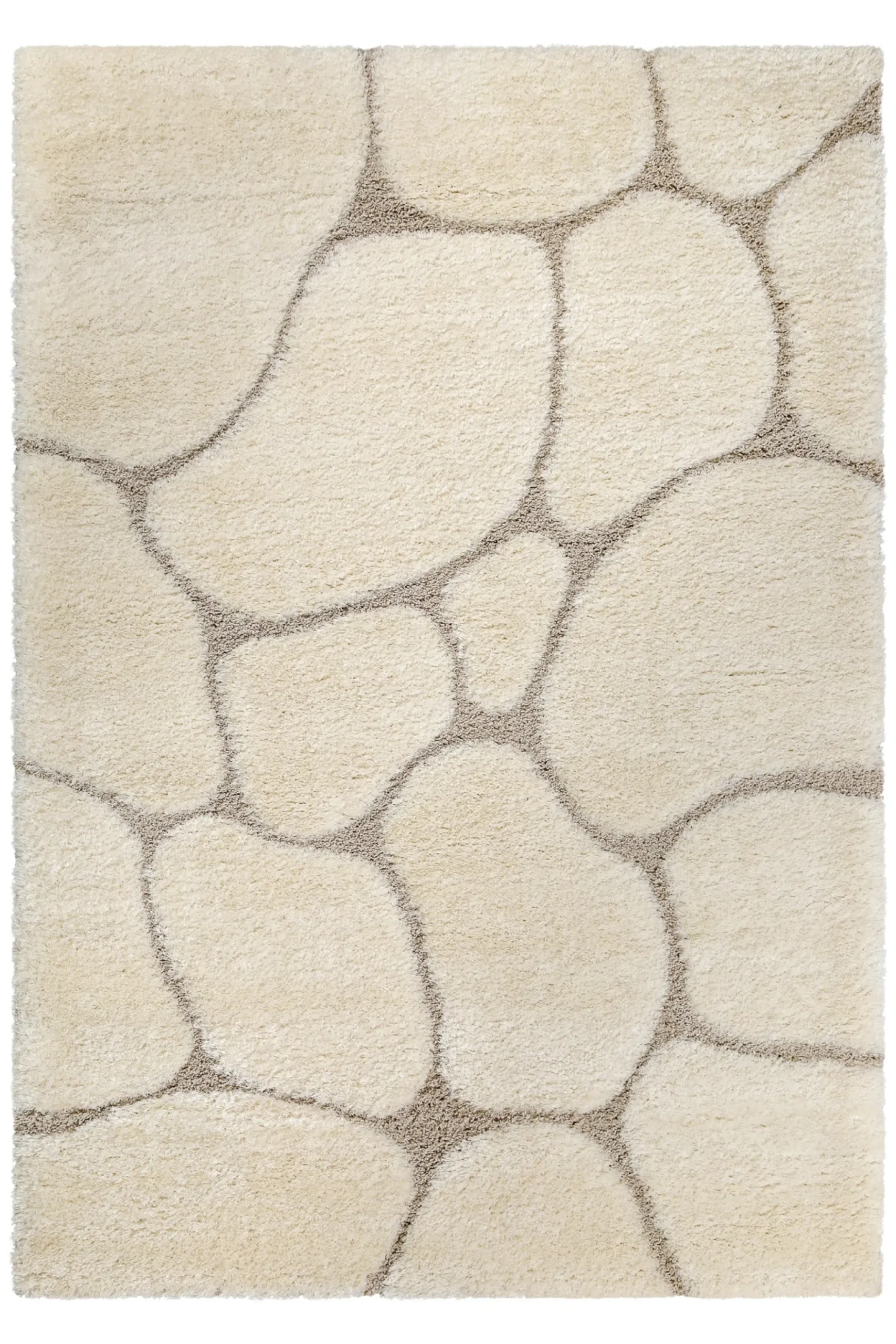 2 für 1 Aktion: Hochflor Teppich Creme Beige "Stoney" 80 x 150 cm