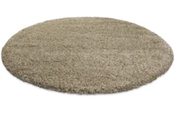 2 für 1 Aktion: Hochflor Teppich Rund Creme Beige 