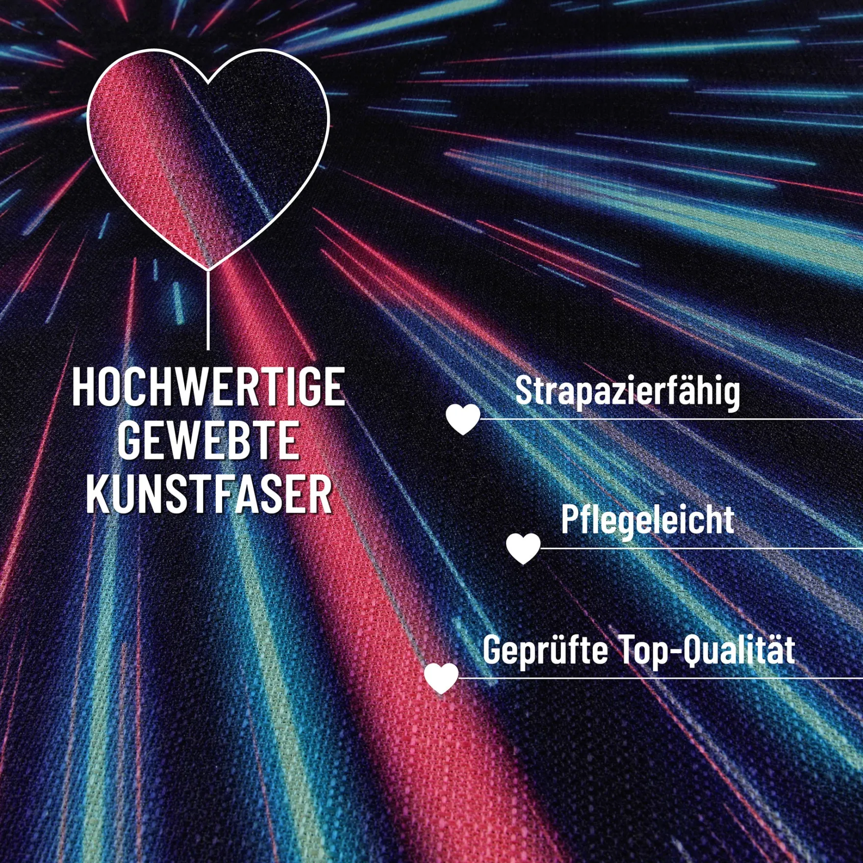 Gewebter Gamerteppich bedruckt Schwarz Multi "Neon Horizon" WECONhome