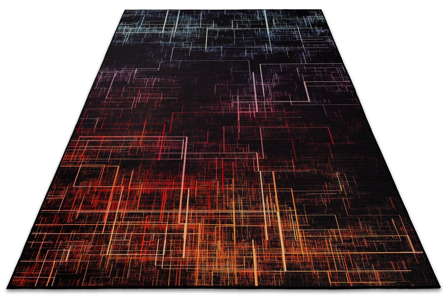 Gewebter Gamerteppich bedruckt Schwarz Multi "Quantum Warp" WECONhome