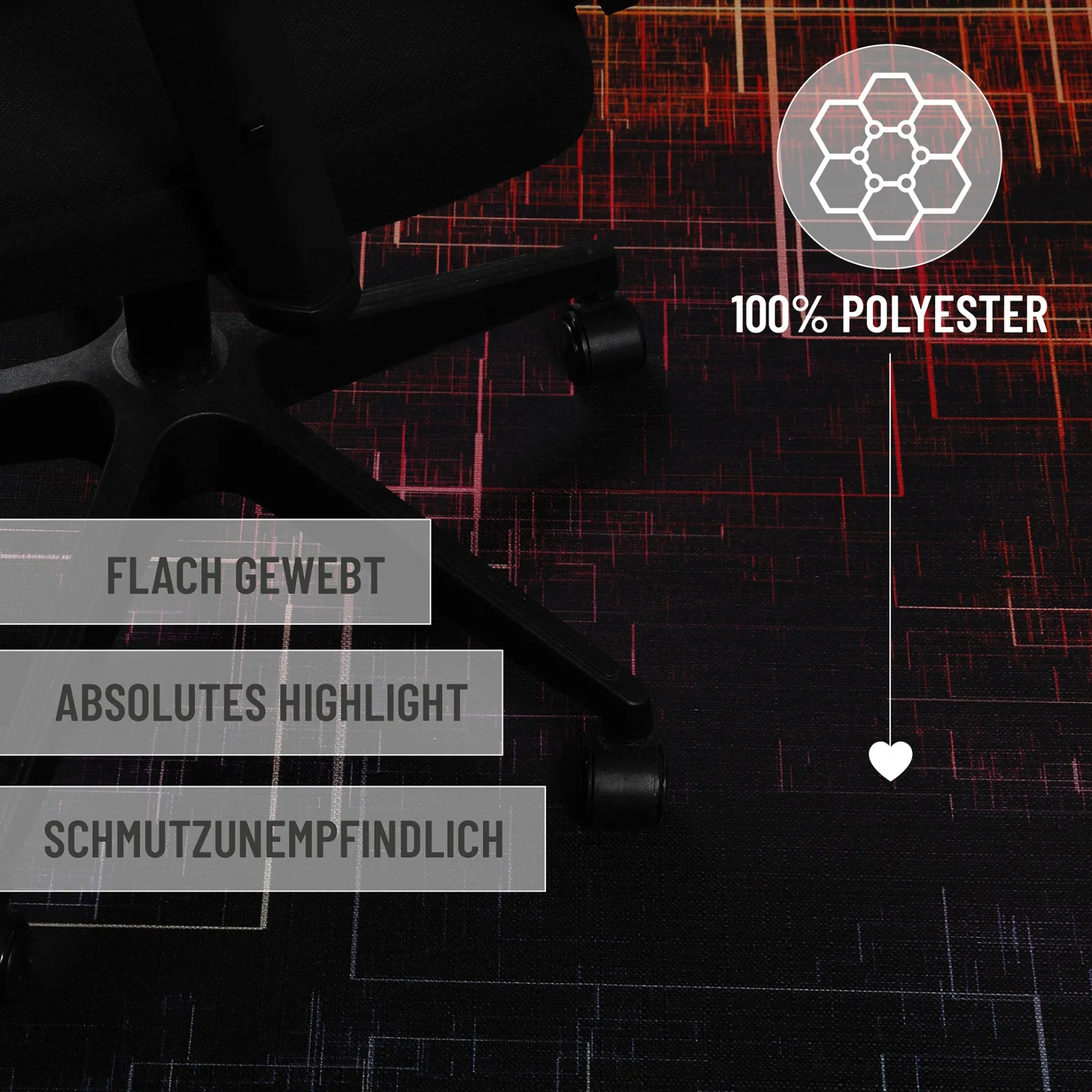 Gewebter Gamerteppich bedruckt Schwarz Multi "Quantum Warp" WECONhome