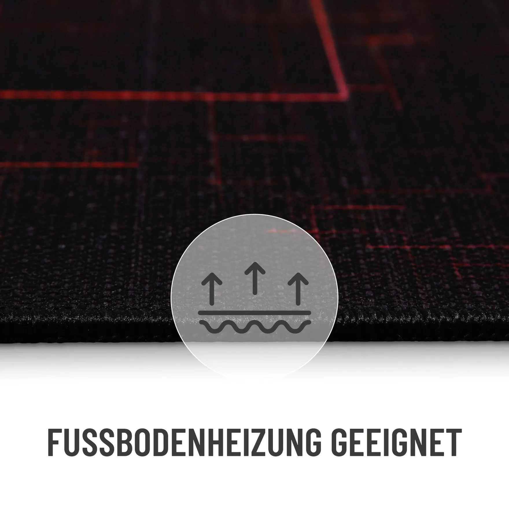 Gewebter Gamerteppich bedruckt Schwarz Multi "Quantum Warp" WECONhome