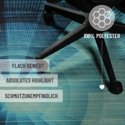 Gewebter Gamerteppich bedruckt Blau Schwarz