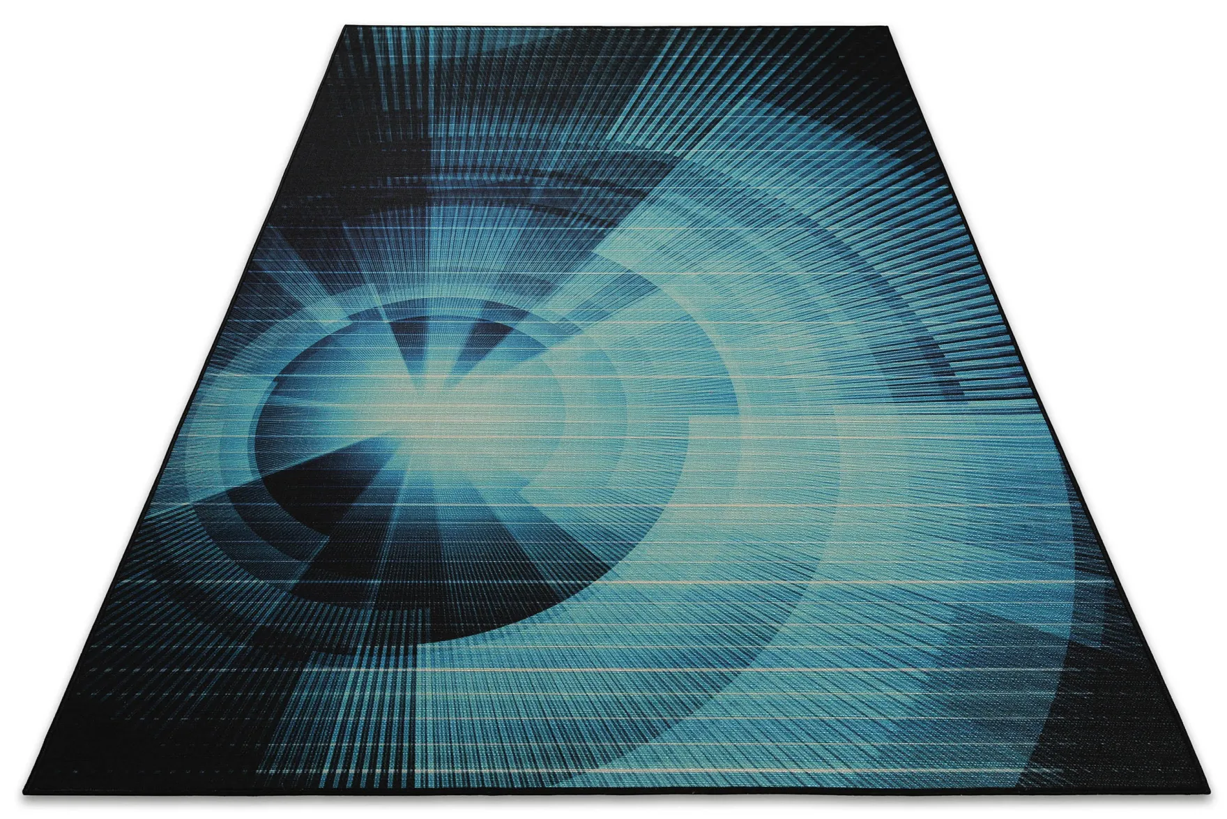 Gewebter Gamerteppich bedruckt Blau Schwarz "Cyber Swirl" WECONhome
