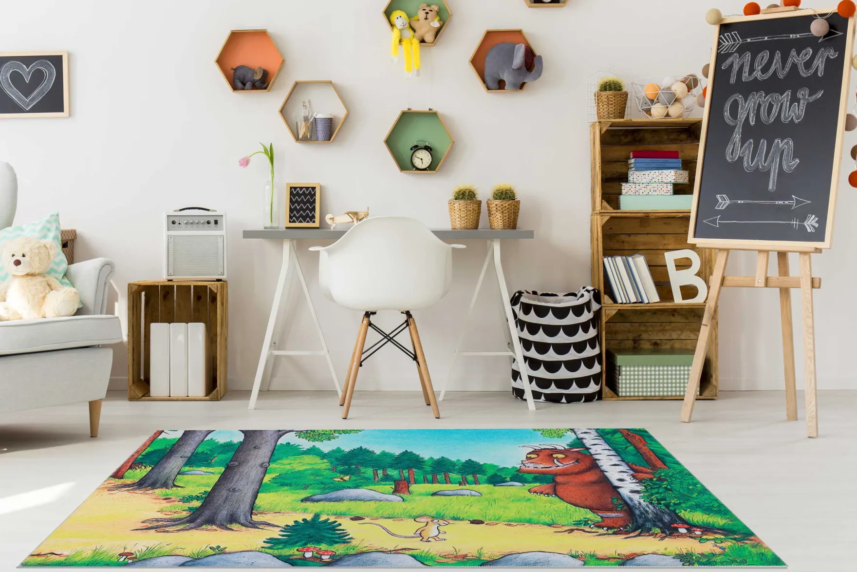 Grüffelo Kinderteppich Bunt Kurzflor "Mouselo"
