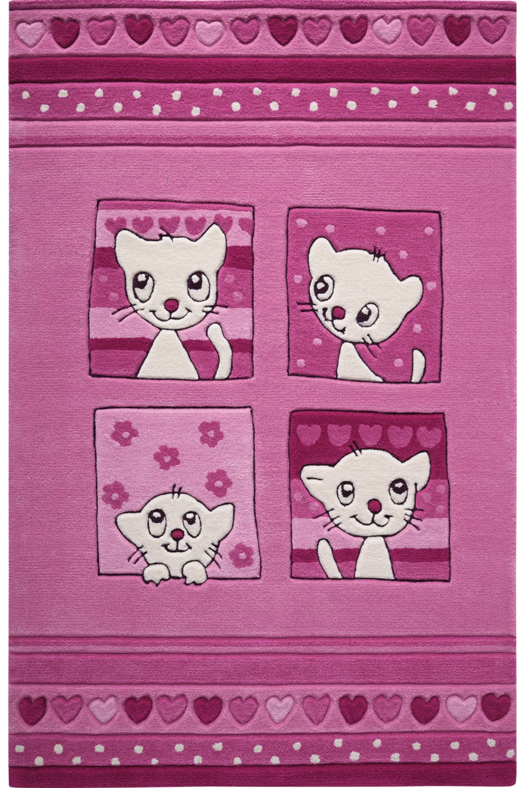 Handgearbeiteter Kinderzimmer Teppich pink rosa "Kitty Kat"