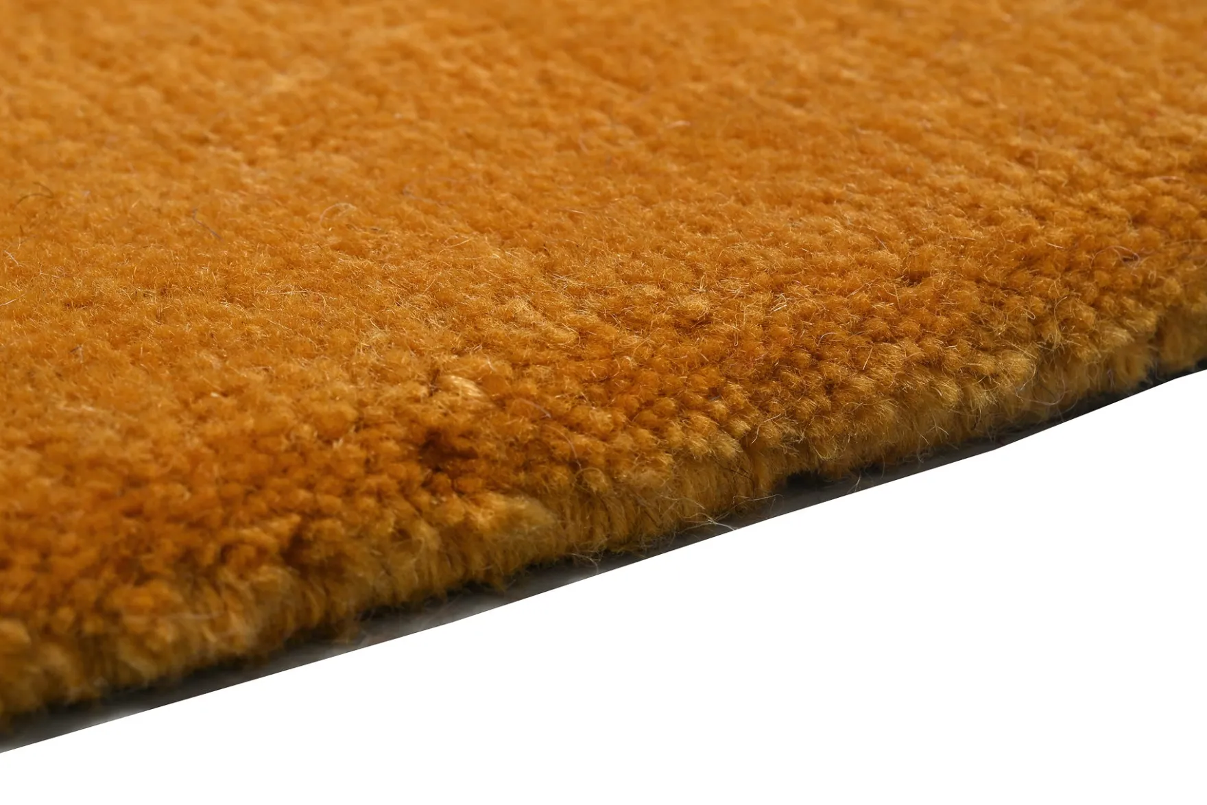 Handgeknüpfter tibeter Teppich in gold gelb mit Retro Bordüre – Neuwertig