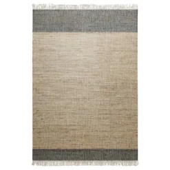Handwebteppich Beige Grau aus Naturfaser