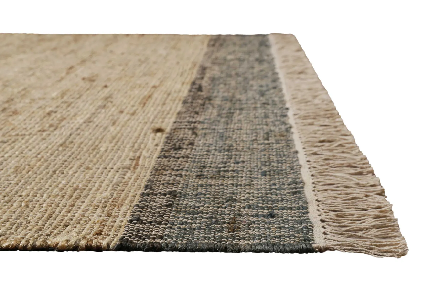 Handwebteppich Beige Grau aus Naturfaser "Viktor" Green Looop