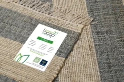 Handwebteppich Beige Grün aus Naturfaser
