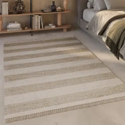 Handwebteppich Beige Sand aus Naturfaser